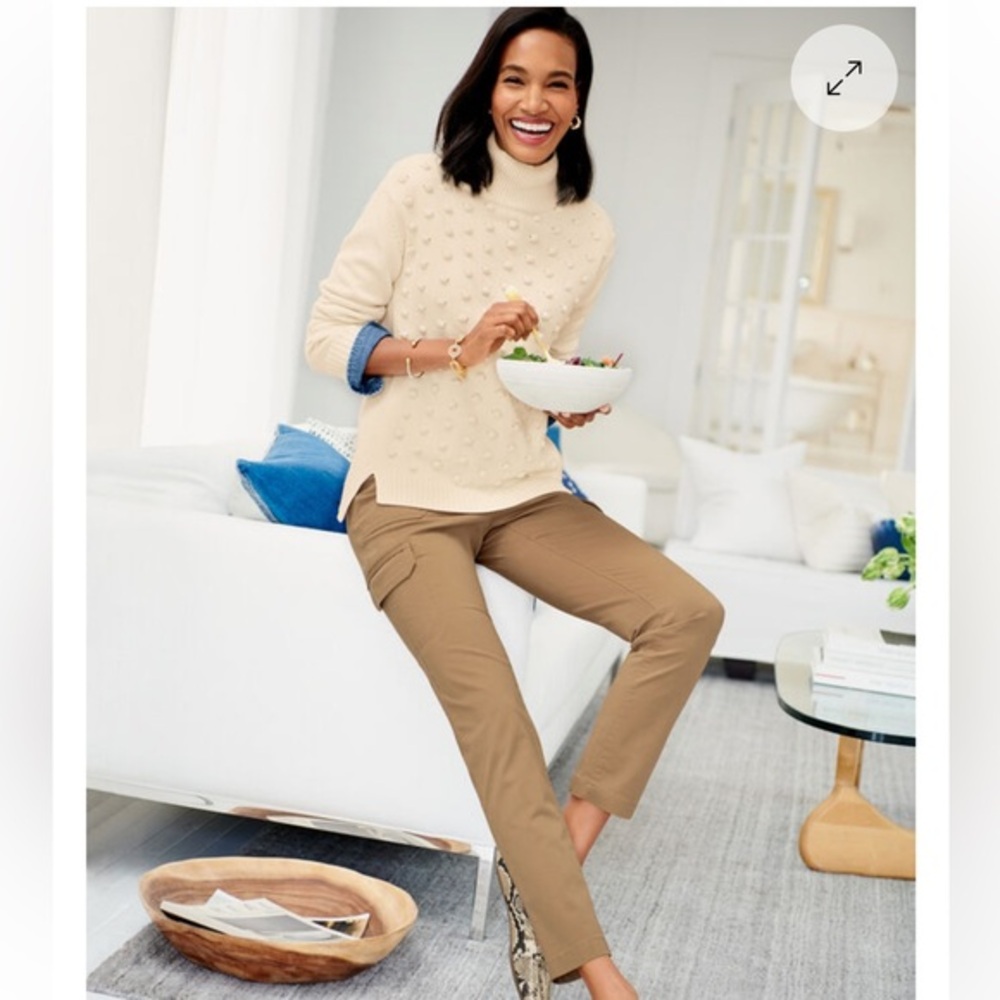 Talbots Bobble Stitch Turtleneck Cream Sweater LP